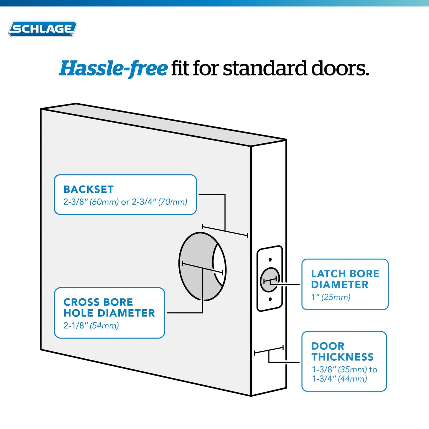 Schlage F10 GEO 605 CAM Georgian Door Knob with Camelot Trim, Hall & Closet Passage Lock, Bright Brass