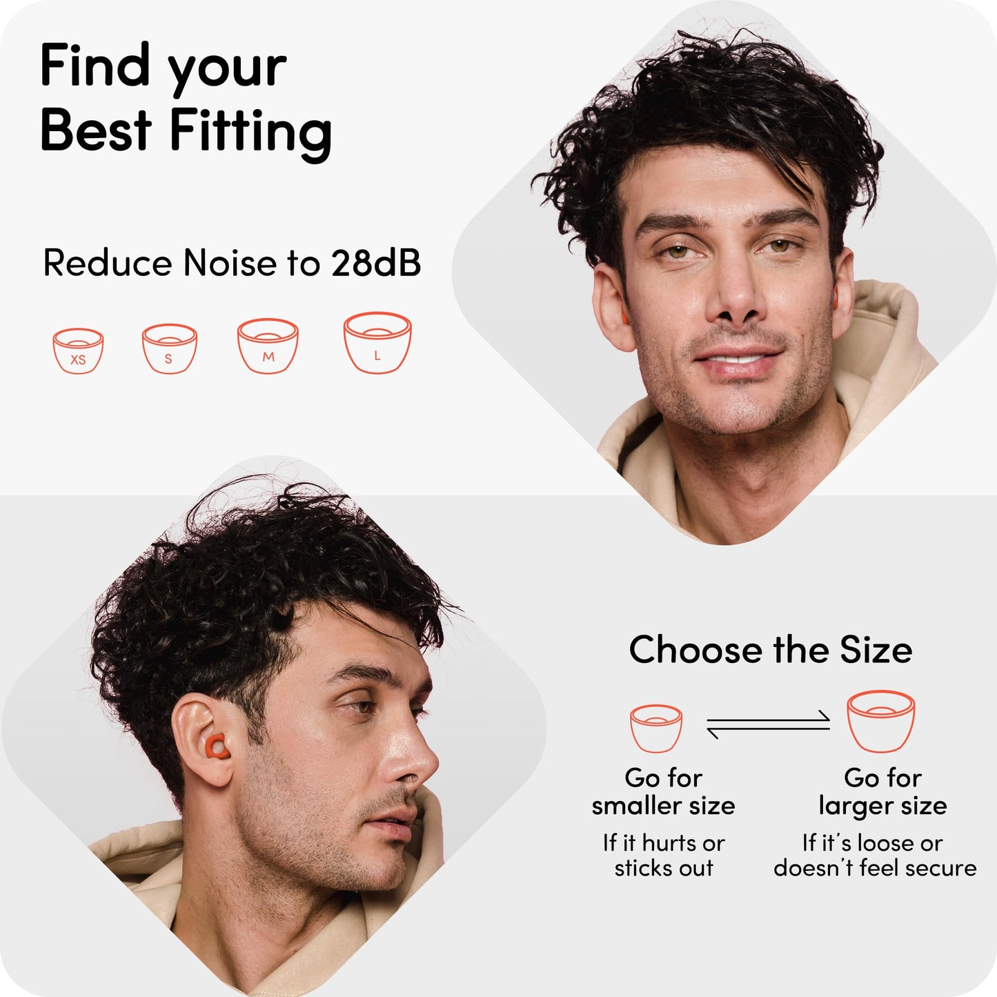 Audree Super Soft Ear Plugs for Sleeping Noise Cancelling - 28dB Noise Reduction Earplugs for Sleep , Concert, Airplanes & Noise Sensitivity, 8 Reusable Silicone Ear Tips in XS/S/M/L (Orange)