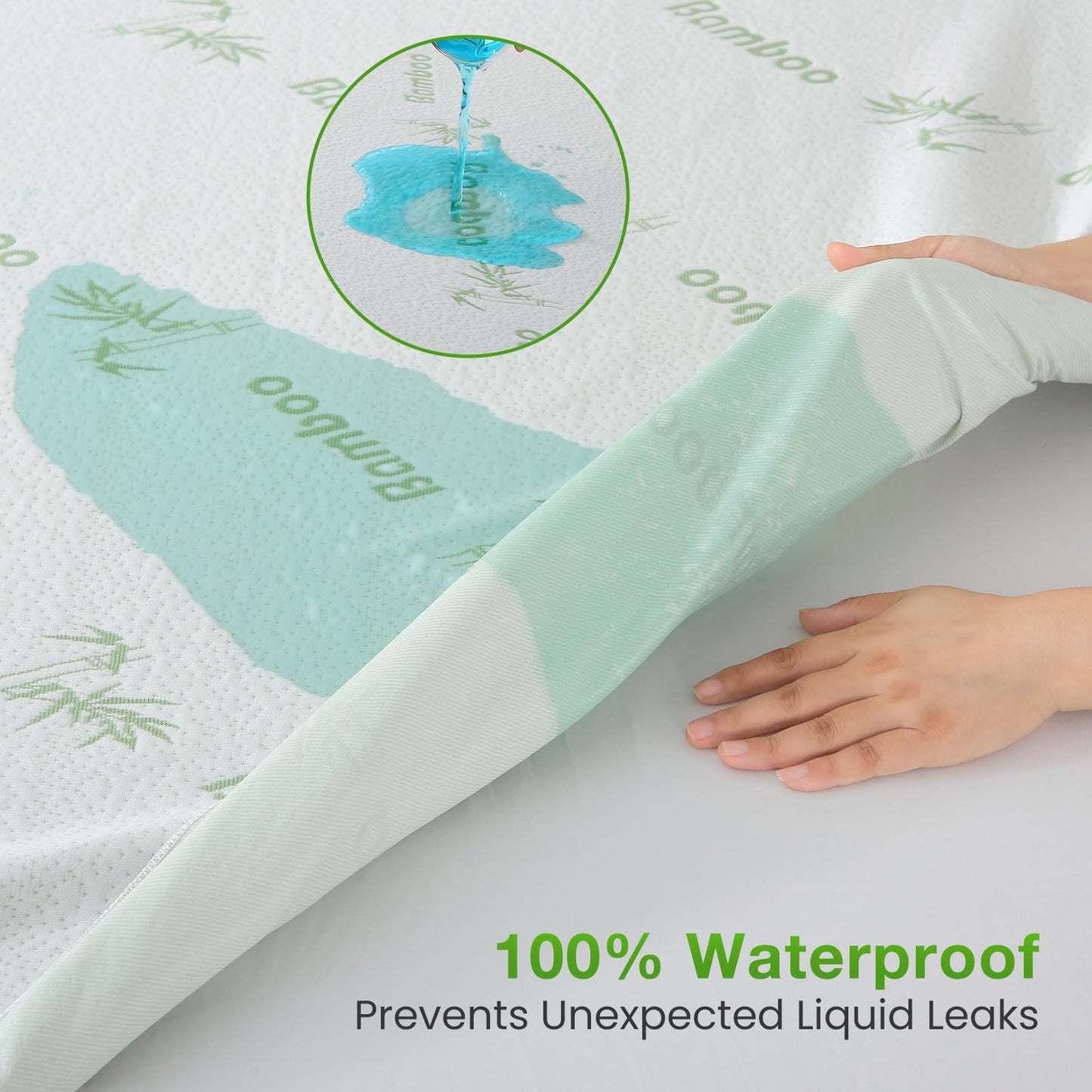 Sasttie Queen Mattress Protector Waterproof with Viscose for Bamboo, Noiseless Mattress Cover with 8"-21" Deep Pocket (60 x 80 inches)