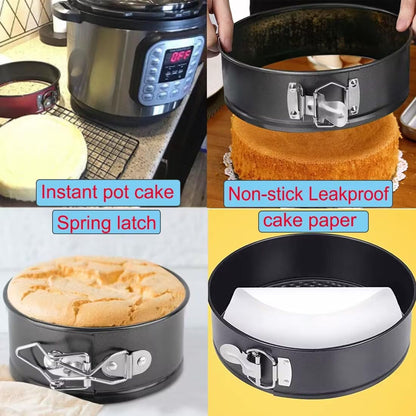 3Pcs Springform Pan Set, 4"/7"/9" Non-Stick Cheesecake Pan, Leakproof Round Cake Pan,Removable Bottom Quick Release Latch Moulds for Birthday Cake,Gift Free 50 Pcs Cake Paper
