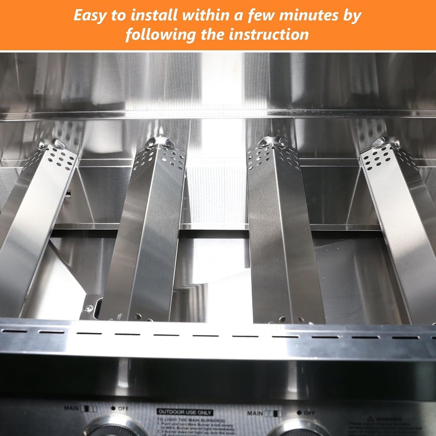 Utheer 16" Heat Plates Shield for Kitchen Aid 720-0745B, Nexgrill 720-0733, Master Chef G45308, G45311, G45301, Jenn-Air 720-0709 Gasgrill, Stainless Steel Heat Tent, Burner Cover, Flame Tamer, 4 Pack