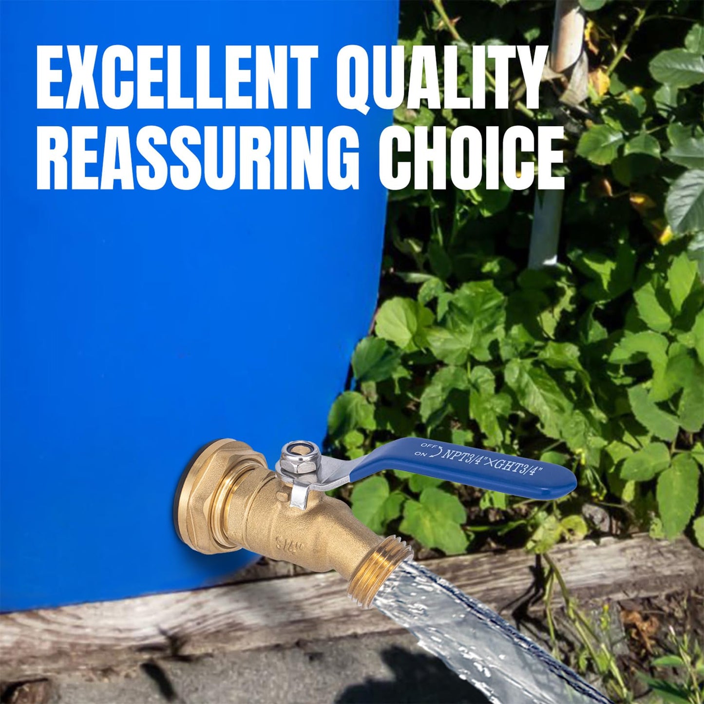 Brass Water Container Rain Barrel Faucets Lead-Free Spigot Kit 55 Gallon Water Tank Faucet,3/4" Inlet to 3/4" GHT Male Thread Outlet Suitable for Garden Hose Thread Connection