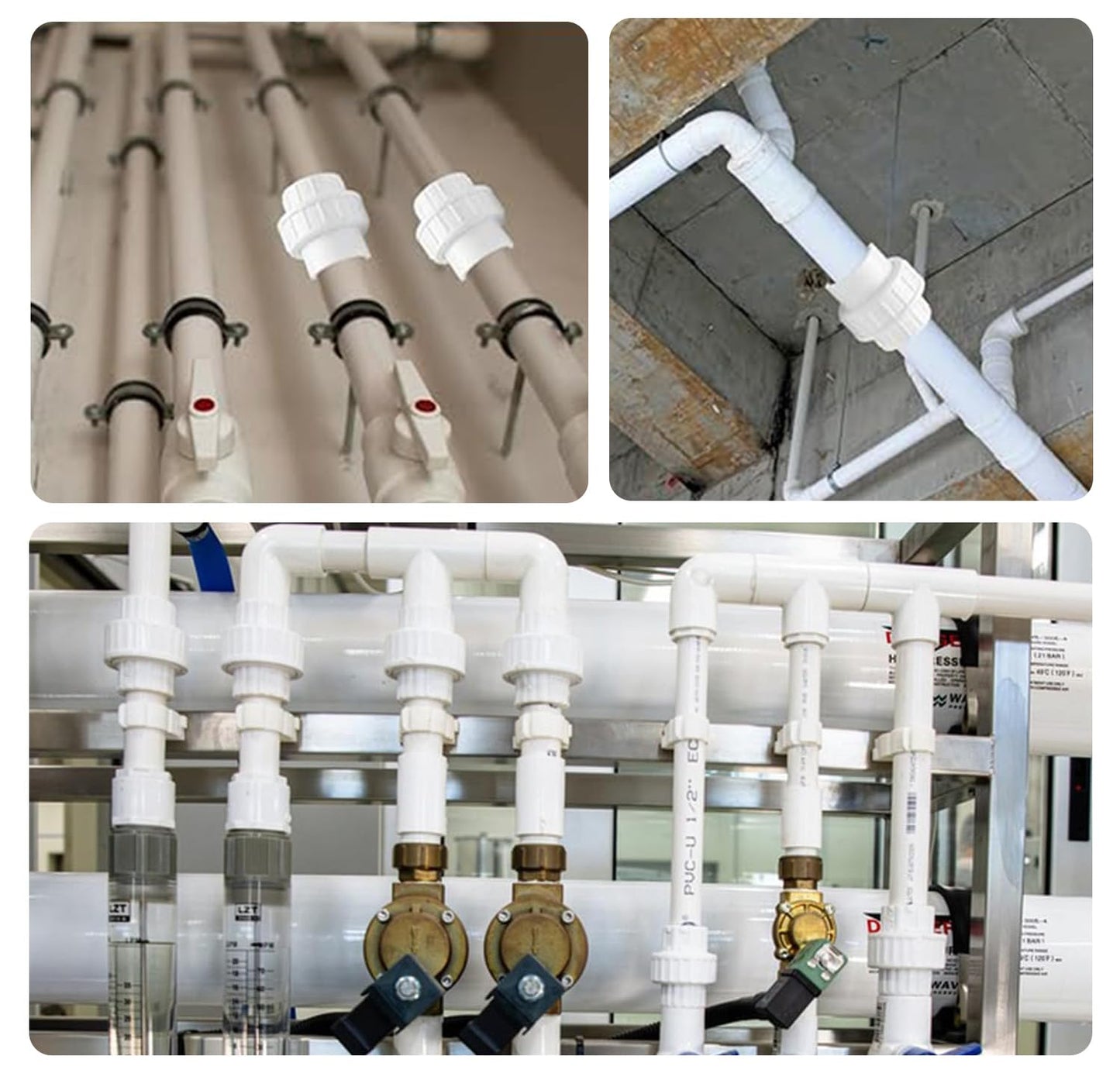 2 Pack PVC Union Pipe Fitting, 2 inch PVC Slip Union Coupling Adapter, Suitable Accessories for Swimming Pool and Outdoor Plumbing Applications