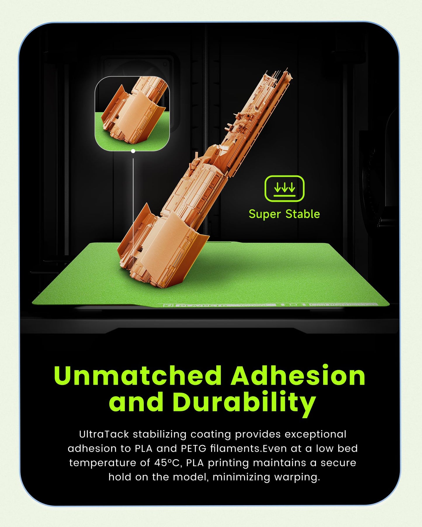YOOPAI Cold Low Temperature Build Plate 257x257mm, Double Sided Room Temperature Print, Cold 3D Printer Bed Platforms with UltraTack Coating for Bambulab A1/X1C/P1P/P1S/X1E 3D Printers, Green