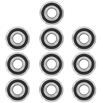 Bonbo 10Pcs Flanged Ball Bearings ID 3/4" x OD 1-3/8" for Lawn Mower, Wheelbarrows, Carts, Hand Trucks Wheel Alternative to 532009040, AM118315, AM127304, 10513, 251210 Etc, Deep Groove Ball Bearing