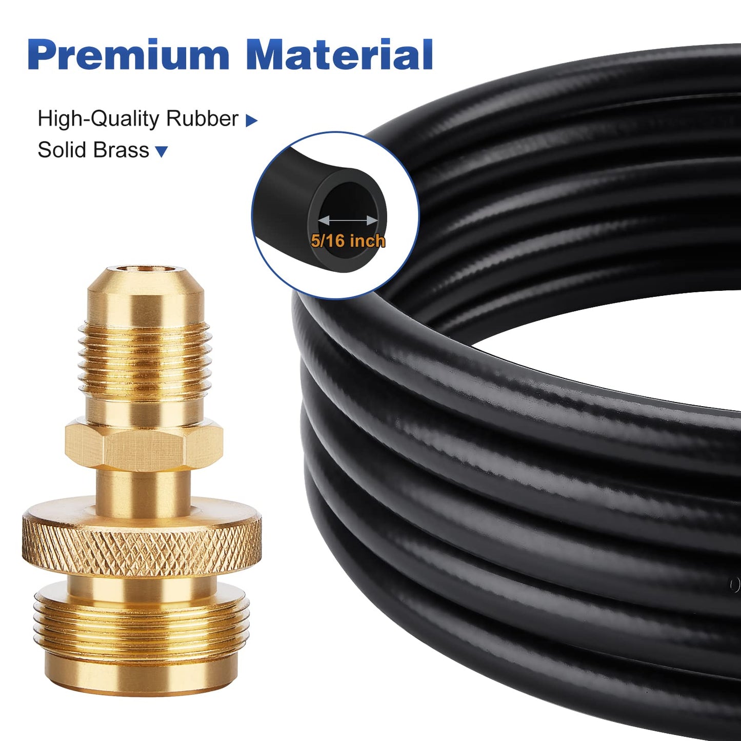WADEO 12 FT Propane Quick Connect Hose for RV to Gas Grill, 1/4" Quick Connect Hose Converter Replacement for 1 LB Throwaway Bottle Connects 1 LB Portable Appliance to RV 1/4" Female Quick Disconnect