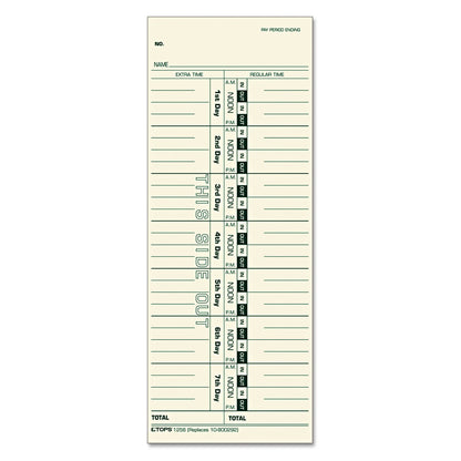 TOPS Weekly Time Cards, Green Ink Front, 3.5 x 9 Inches, 500-Count, Manila (1256)