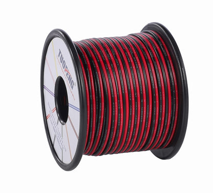 TUOFENG 22awg Electrical Wire 100 ft 22 Gauge Led Wire 2 Pin Extension Cable Wire Red Black Wires 12V/24V DC Cable for Led Strips Single Colour
