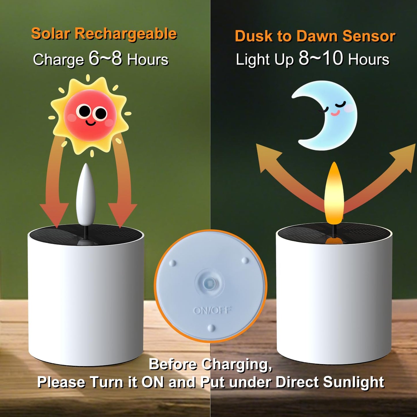 6pcs Solar Tea Lights Outdoor Waterproof,6pcs Rechargeable Dusk to Dawn Little Solar Votive Candles for Lantern Garden Camping and Home Decor