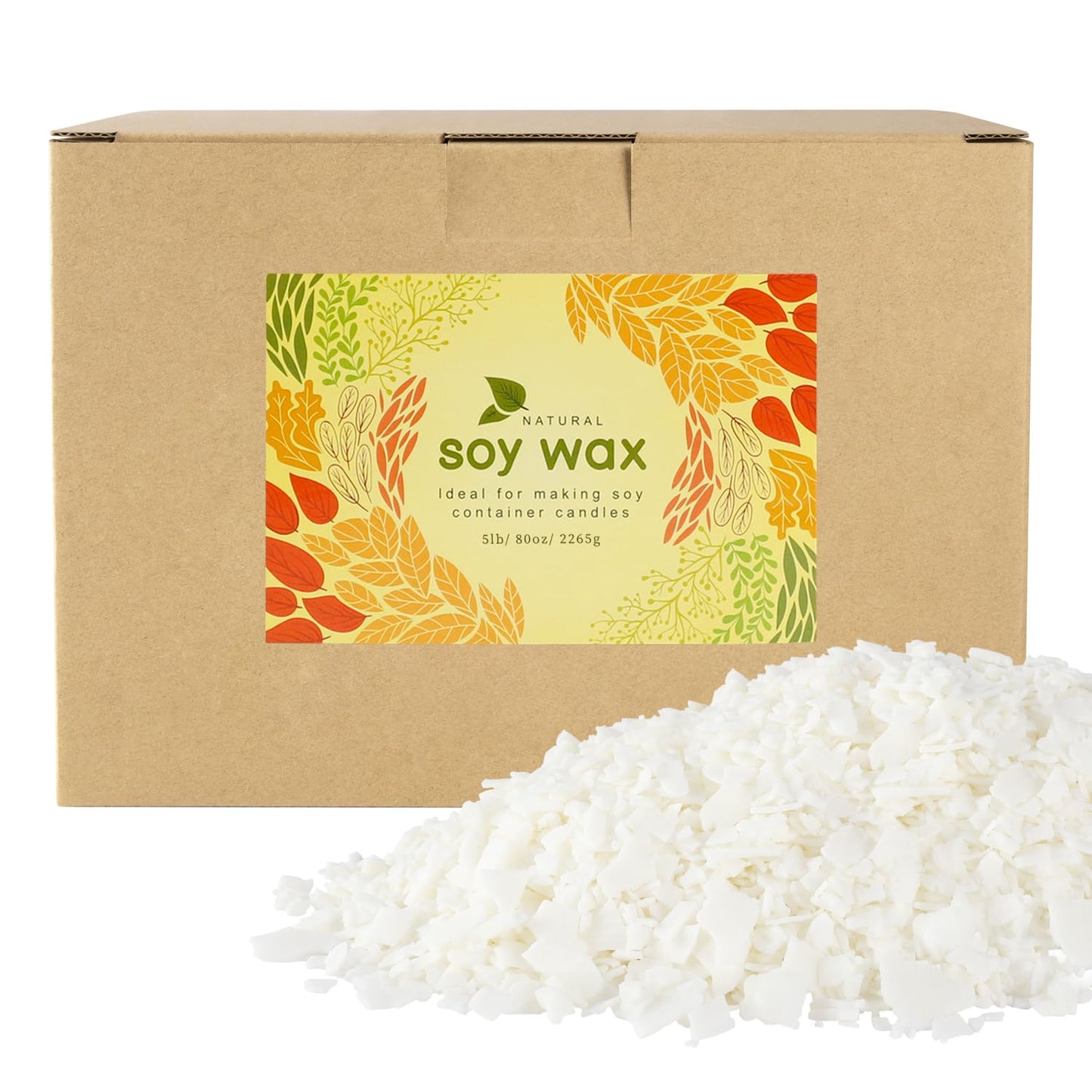 5LB Natural Soy Wax Flakes Kit - DIY Candle Making Supplies for Container & Pillar Candles, 80oz Pure Soy Wax for Crafting.