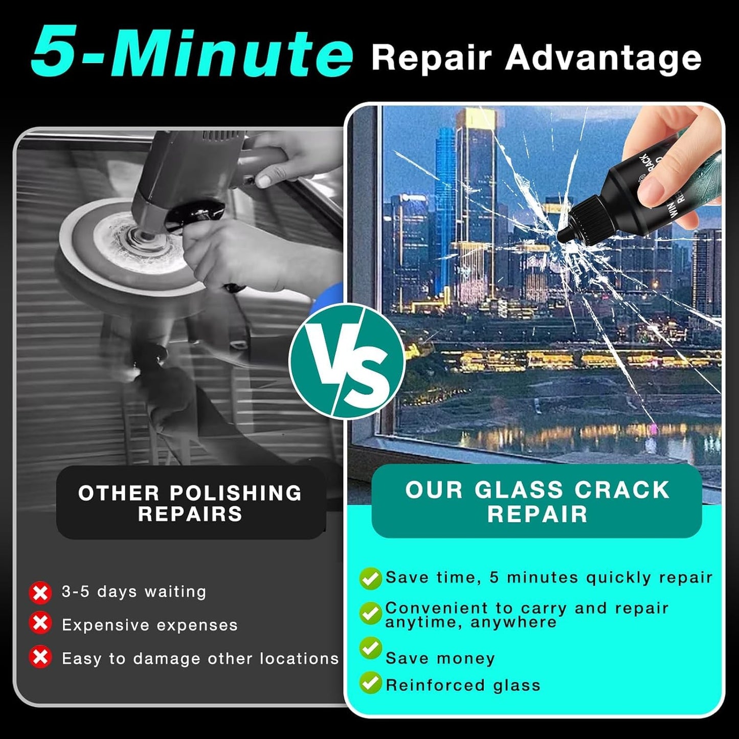 2026 Upgrade, Windshield Crack Repair Kit，Windshield Repair Kit, Premium Quick Fix Windshield & Glass Repair Tools for Chips and Cracks(2PCS)