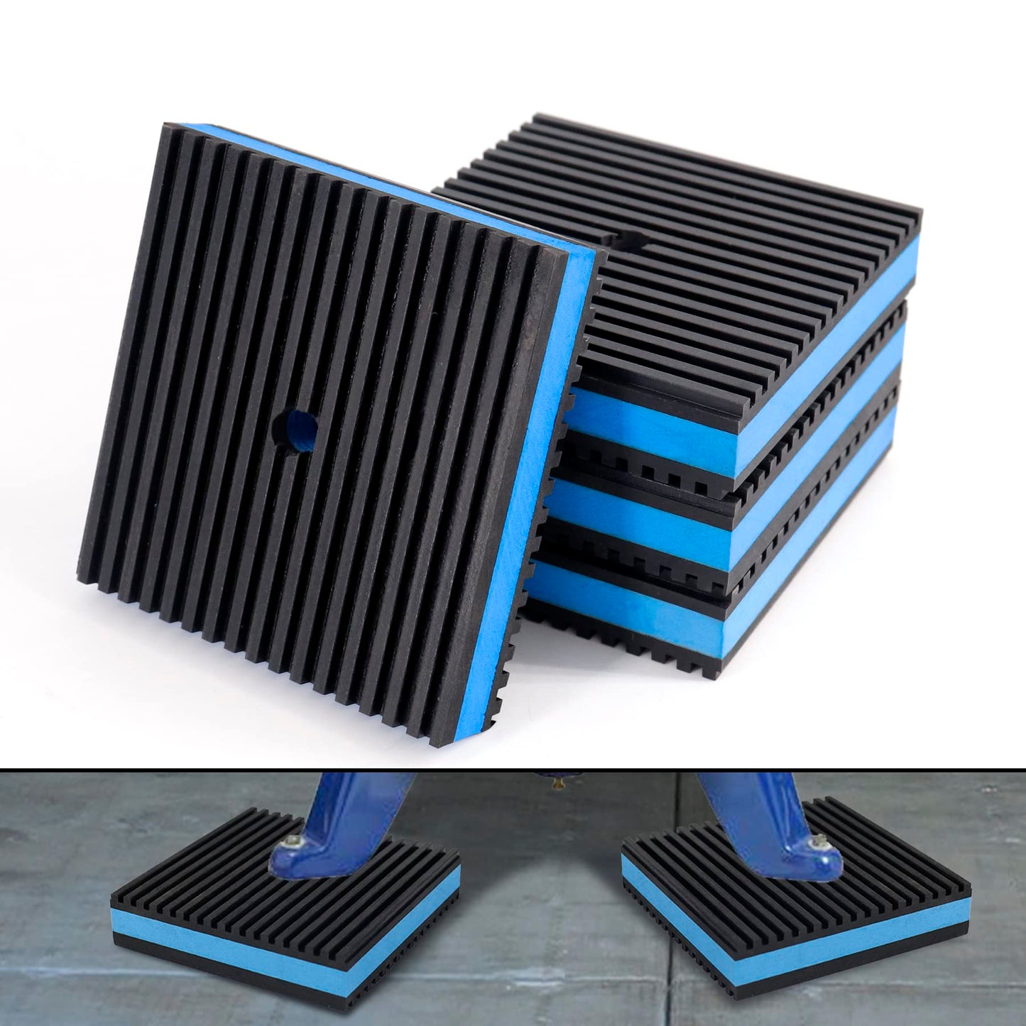 LBG Products Anti Vibration Pads,4" X 4" X 7/8" Heavy Duty Blue EVA Rubber Anti Vibration Isolation Pad for Air Compressor,Washer and Dryer,HVAC,Treadmills,Air Conditioner etc,Pack of 4