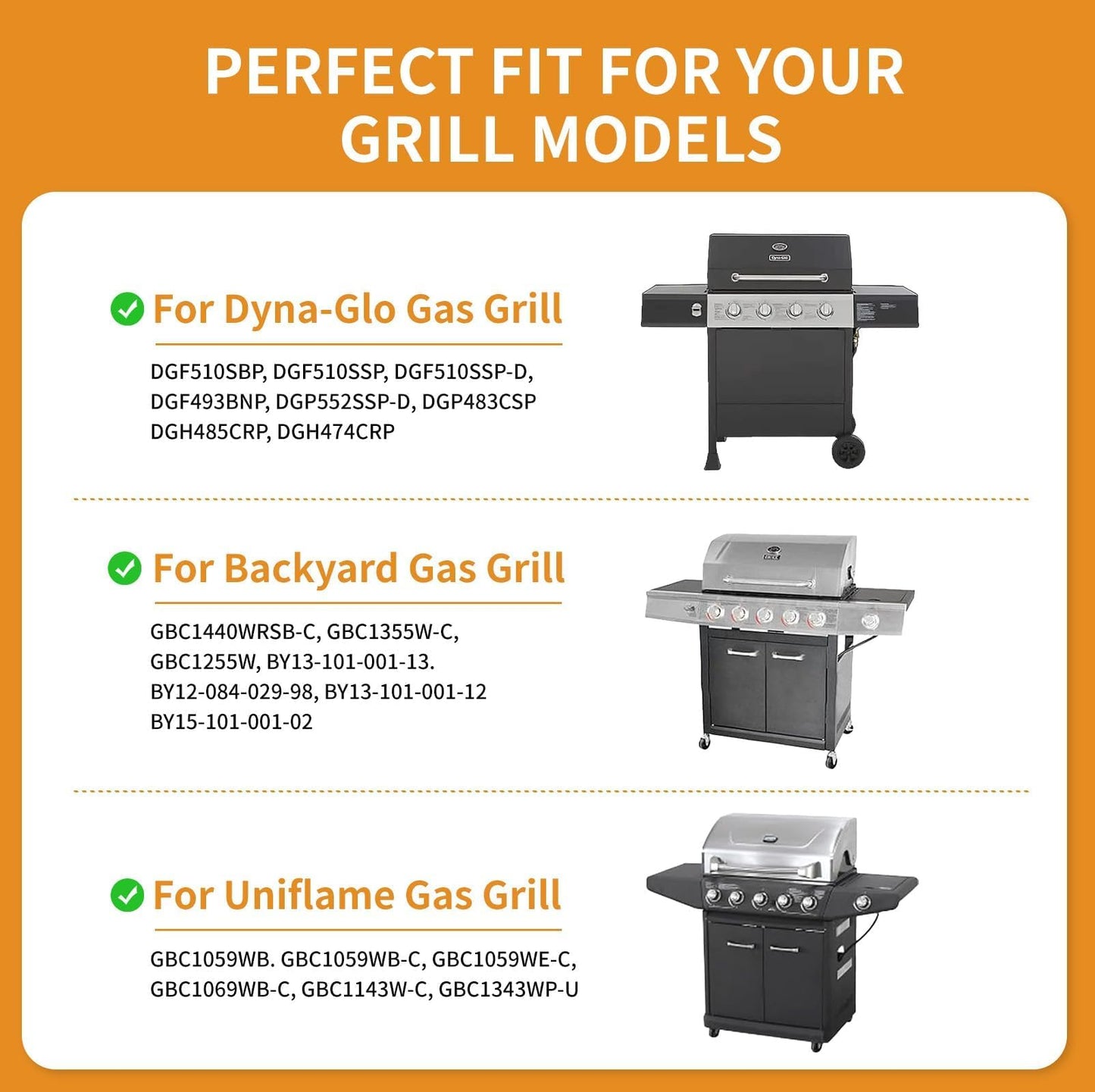 Rushare 15'' Grill Heat Plates Replacement Parts for Dyna-Glo, Backyard & Uniflame Grill, DGF510SBP, DGF493BNP, BY15-101-001-02, BY13-101-001-13, Porcelain Steel, 5-Pack, 15" x 3 13/16"