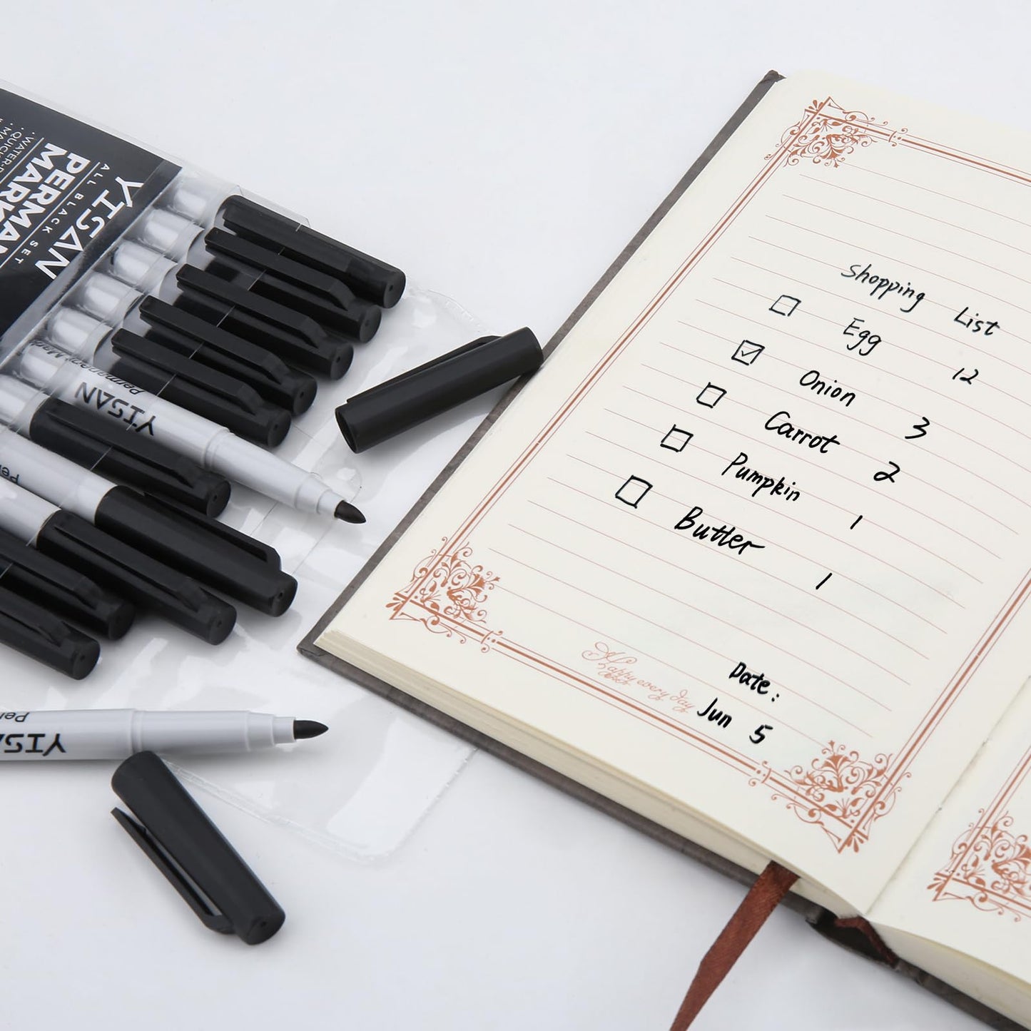 YISAN Permanent Markers Bulk,72 Pack Fine Tip Black Permanent Markers,Quick Drying Ink,Works on paper,Plastic,Stone,Glass,Metal,71501