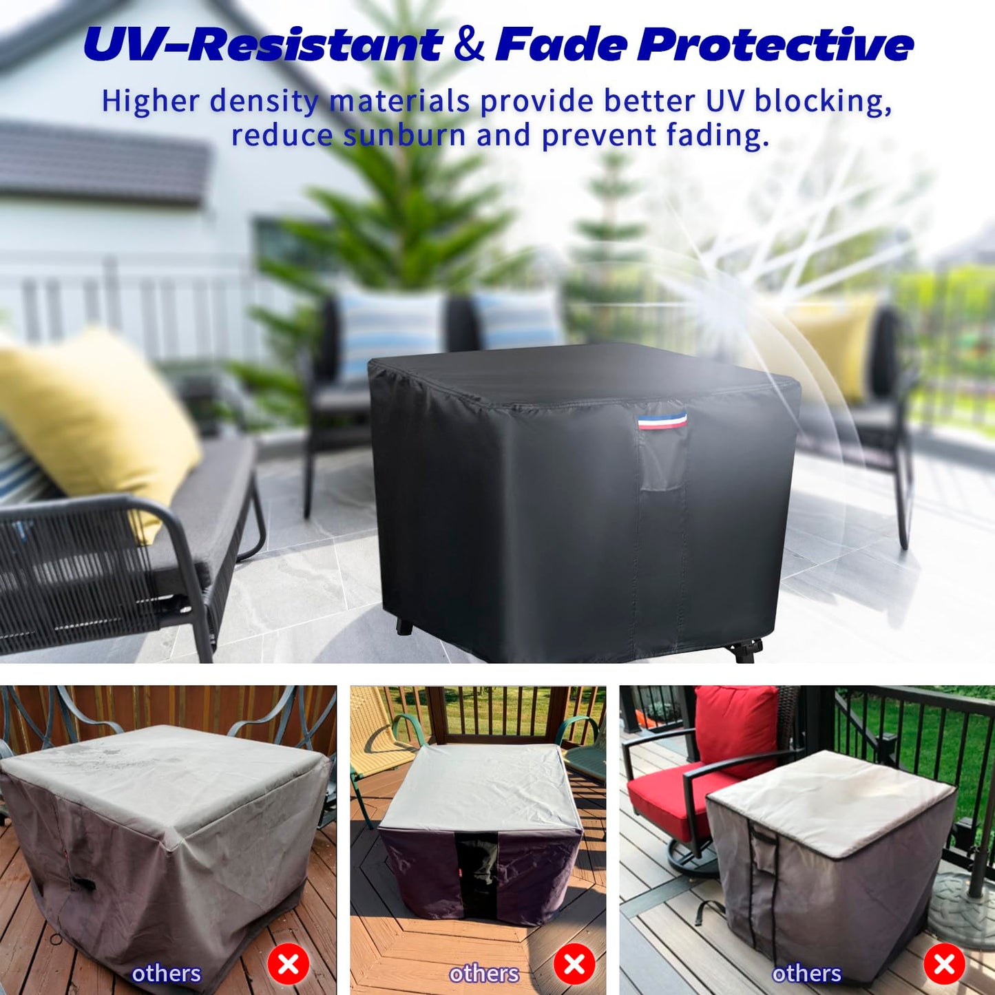Topcover Propane Fire Pit Cover, 28 Inch Waterproof 600D Outdoor Gas Fire Table Cover for 26-28 Inch Firepit Table (Black - 28" x 28"W x25"H)