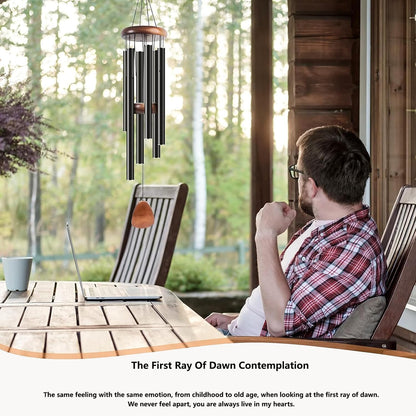 Wind Chimes for Outside, Bingxue 37" Wooden Sympathy Wind Chimes Memorial Wind Chime for Loss of Loved One Mother Father, Sympathy Gift Home Decor Outdoor Garden Patio (Black, 30Inch)