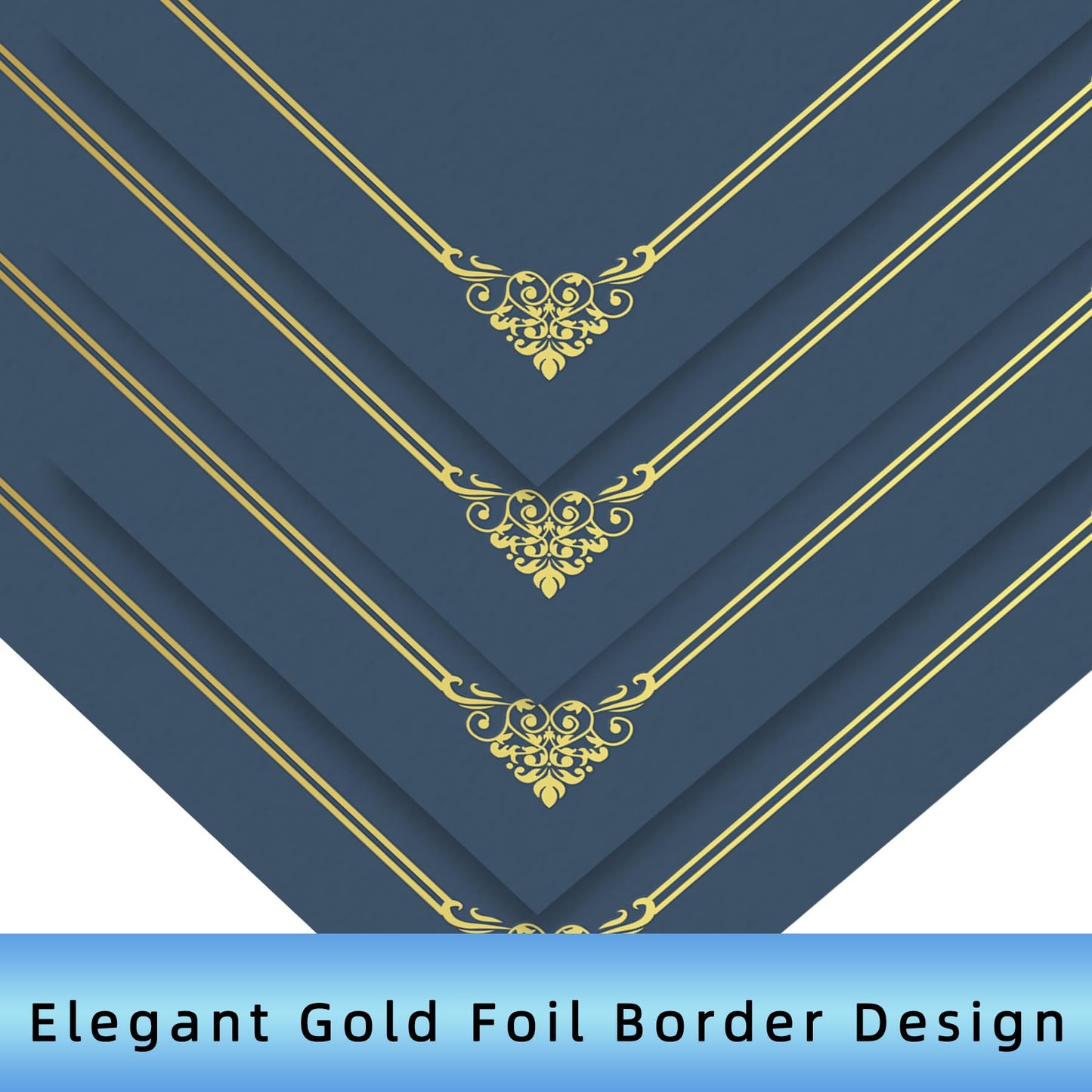 AKONEGE 30 Packs Certificate Holders, Navy Blue Diploma Holders, 350gsm, Certificate Covers with Gold Foil Border for Letter Size 8.5 x 11 Certificates, Cardstock, Award, Graduation, Document Papers