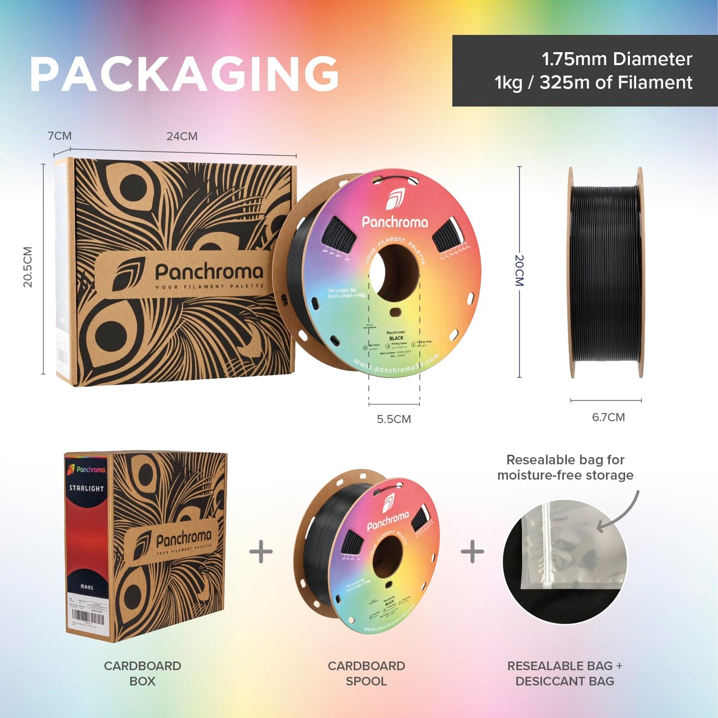 Polymaker Panchroma Gradient Translucent Rainbow PLA Filament 1.75mm, 3D Printing PLA Filament 1kg Spool (2.2lbs) - Panchroma High Translucency Multicolor 1.75mm 3D Printer PLA Filament