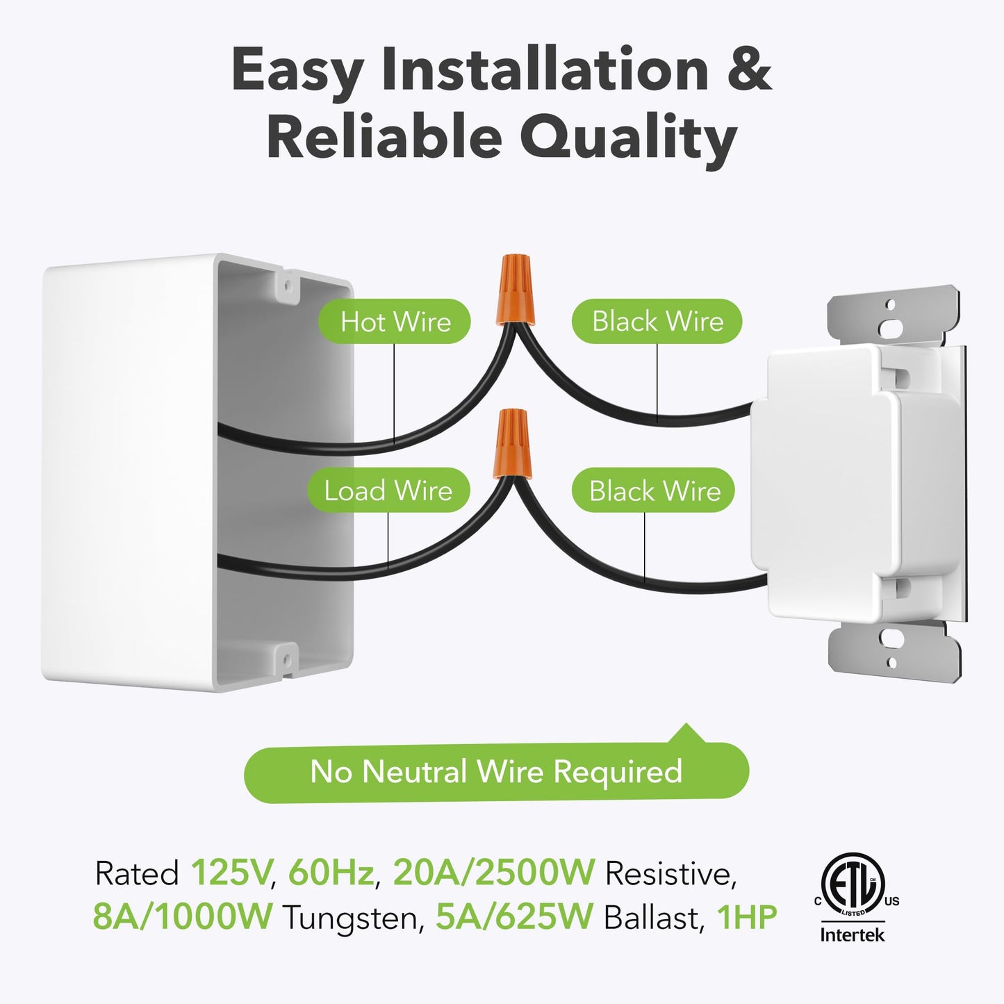 BN-LINK Heavy Duty 60-Minute in-Wall Spring Wound Countdown Timer Switch for Lights, Mechanical Switch Timer for Bathroom Exhaust Fan, No Neutral Wire Required, 2 Wall Plate(White and Silver Metallic)
