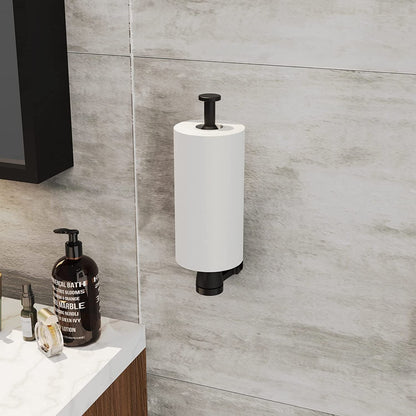 VEHHE Paper Towel Holder with Ratchet System, Paper Towel Holder Under Cabinet with Damping Function, 2 Set Black Stainless Steel Papers Towels Holders