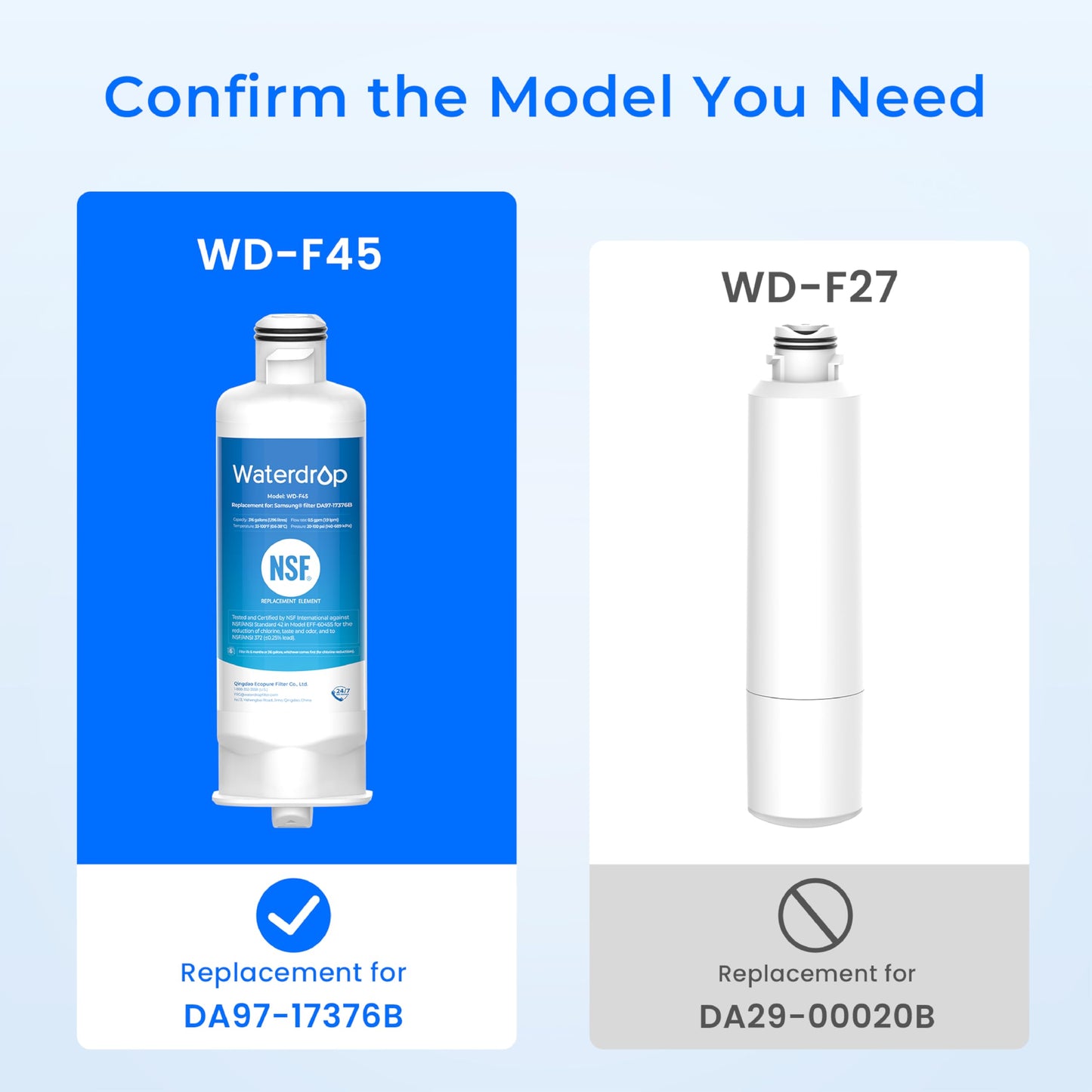 Waterdrop DA97-17376B Replacement for Samsung HAF-Qin/EXP, DA97-08006C, RF28R7201SR, RF28R7351SG, WD-F45, Refrigerator Water Filter, 3 Filters