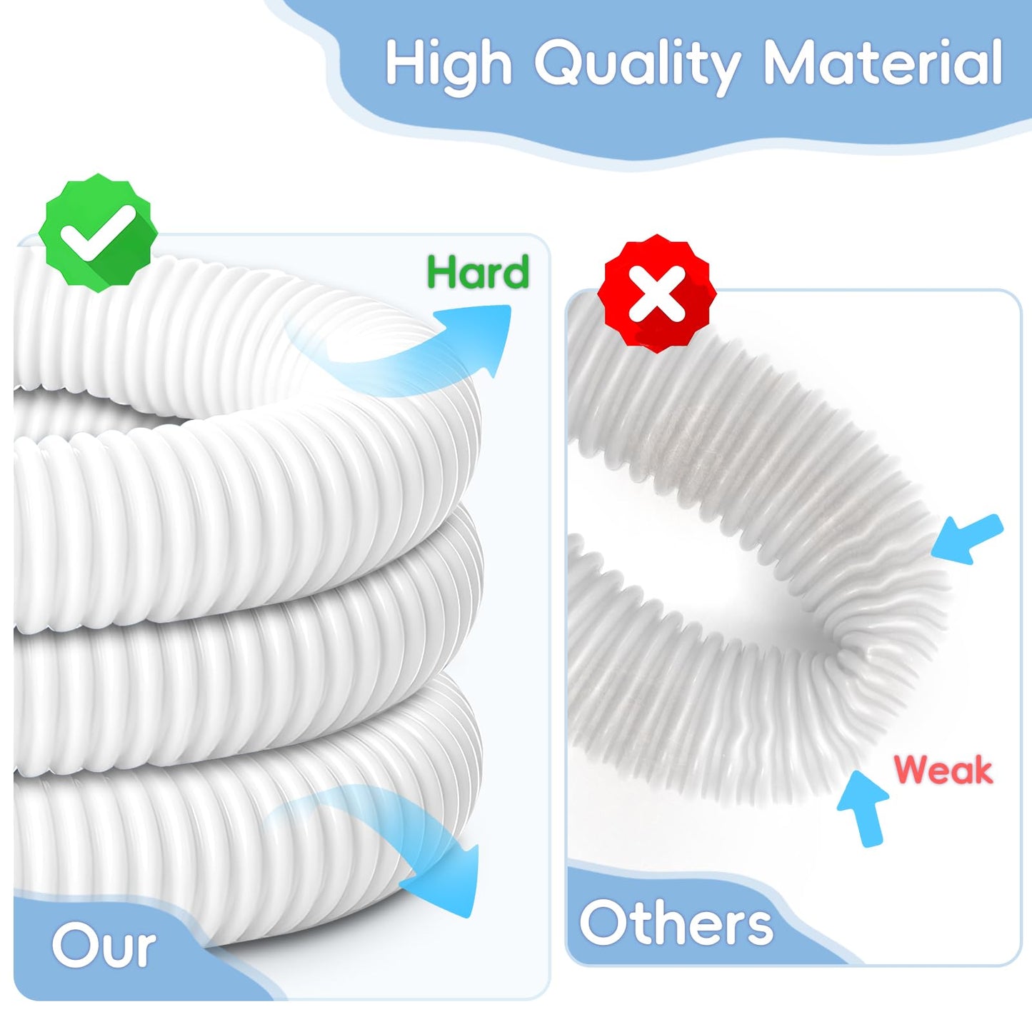 Replacement Pool Hoses for Above Ground Pools 1 1/4, 59" Long Above Ground Pool Hoses (White, 4 Pcs)