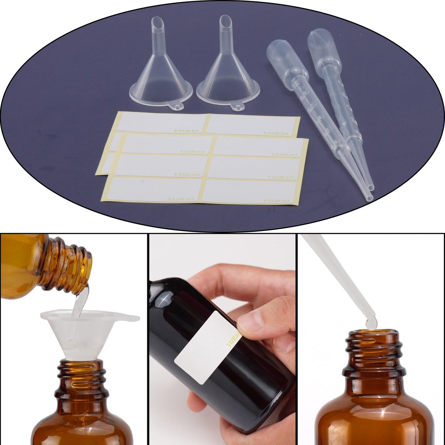 Yizhao 1oz Clear Dropper Bottle, 30ml Glass Tincture Bottle, for Essential Oils,Travel, Aromatherapy, Laboratory–12 Pcs