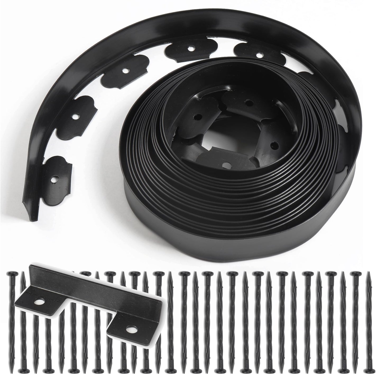 2 inch Tall Landscape Edging No Dig 33FT Garden Edging with 30 Spikes, Landscape Edging Border for Landscaping, Lawn, Flower Beds, Grass, Yard (2inch 33ft)