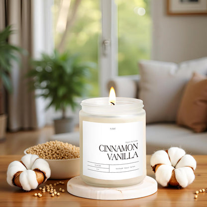 Putart Cinnamon Vanilla Candles for Home Scented, Natural Soy Wax Aromatherapy Non Toxic Heavy Scented Candle with Essential Oil, Home Fragrance Stress Relief Jar Candles Gifts for Women & Men 9oz