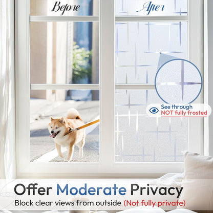 rabbitgoo Window Films for Privacy, Frosted Window Film Static Cling - UV Blocking Non-Adhesive Reusable Covering for Bathroom & Home Office, Easy Install, 23.6x78.7 Inches (60x200cm)