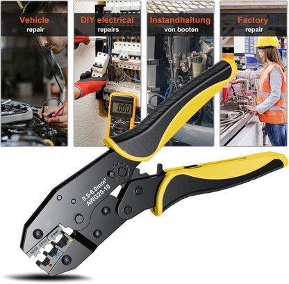Crimping Tool for Insulated Electrical Connectors -New Version Mzylan Ratcheting Wire Crimper - Crimping Pliers - Ratchet Terminal Crimper - Wire Crimp Tool 22-10 AWG