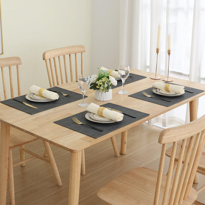 smiry Placemats for Dining Table Set of 6 - Heat Resistant Washable Place Mats for Kitchen Table, Faux Leather Waterproof Non-Slip Table Mat, 11.8" x 17", Dark Grey