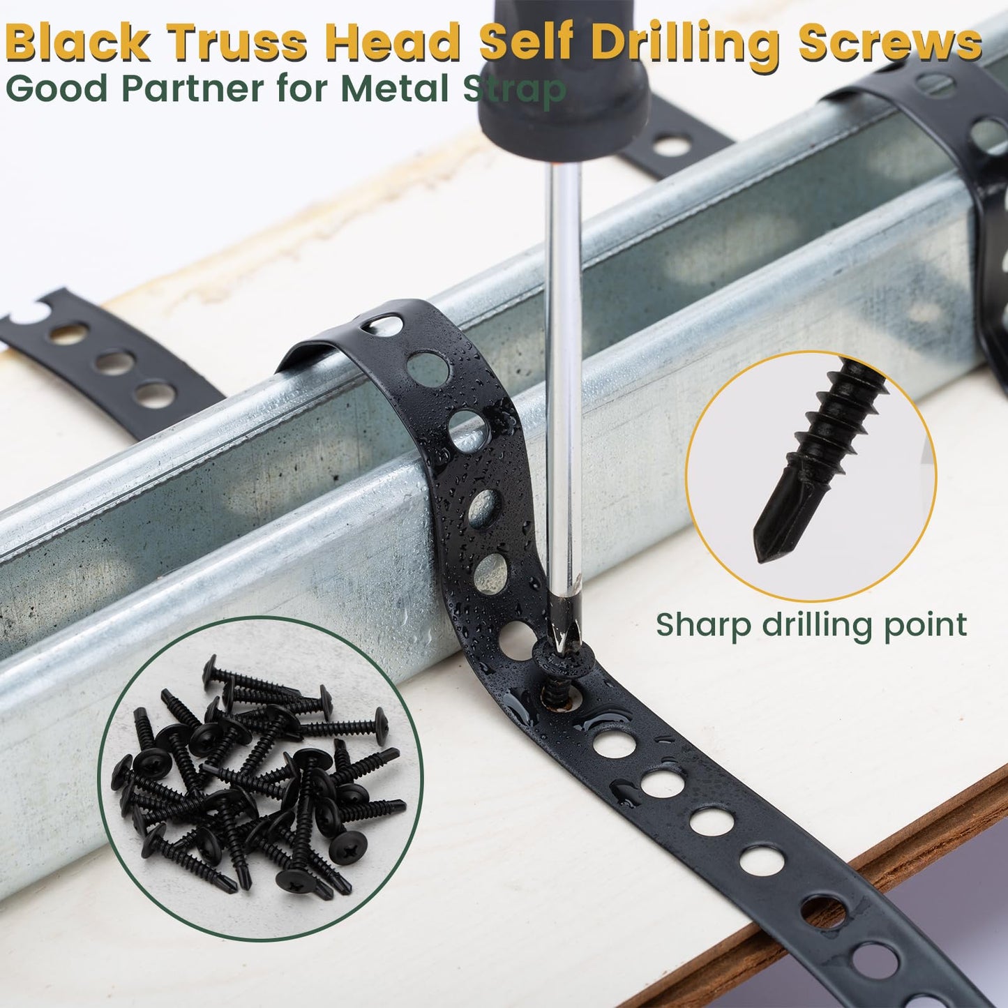 Black Metal Pipe Strap 3/4-Inch x 33-Feet 0.5mm Thickness Pipe Hanger Strap for Pipe Supports Hanging with Screw Metal Strapping with Hole