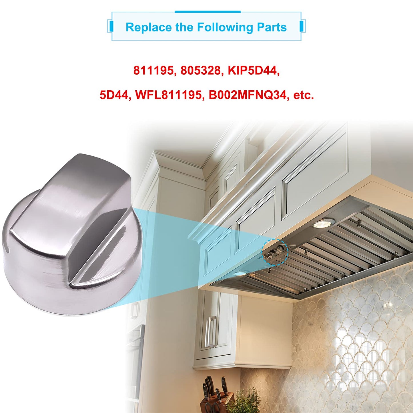 YMDparts Wolf Range Hood Knob Replacement 811195 805328 KIP5D44 5D44 B002MFNQ34 Ventilation Hood Knob for Sub-Zero Wolf (3 Pack)