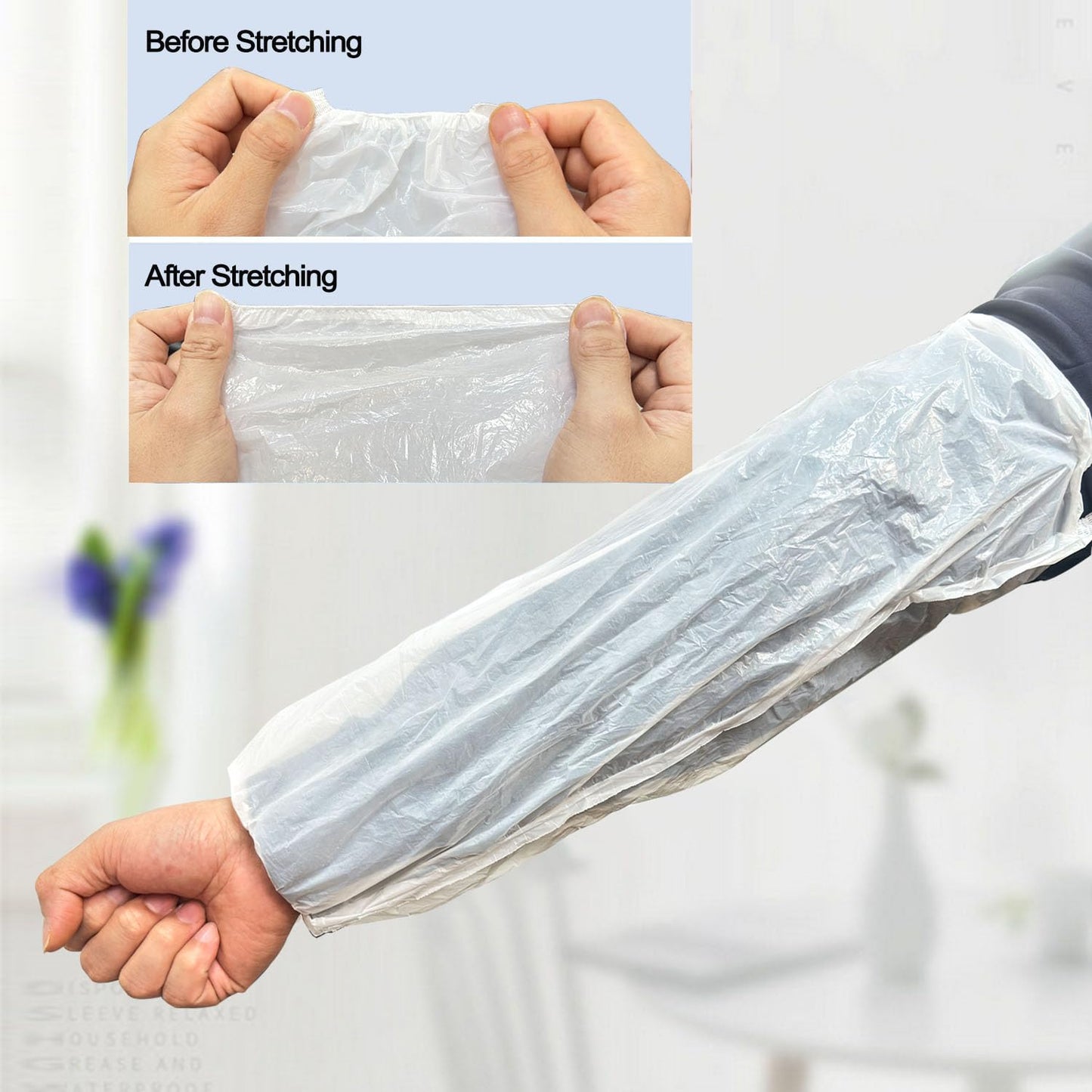 Disposable Oversleeves Covers, FIPASEN 200PCS Plastic Arm Sleeves Covers for Painting Repairing Cleaning Tattooing - White