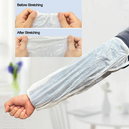 Disposable Oversleeves Covers, FIPASEN 200PCS Plastic Arm Sleeves Covers for Painting Repairing Cleaning Tattooing - White