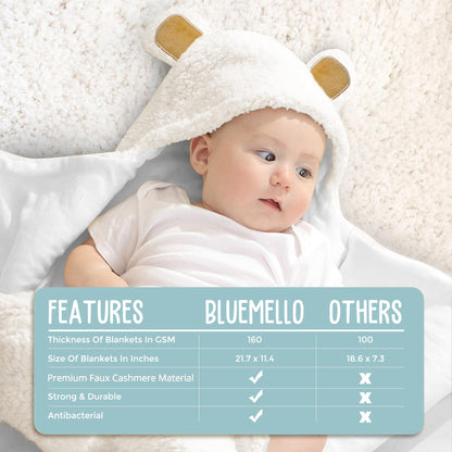 Baby Bear Swaddle Blanket | Ultra-Soft Plush Essentials for Infants 0-6 Months | Receiving Swaddling Wrap White | Ideal Newborn Registry and Toddler Boy Accessories | Perfect Baby Girl Shower Gift