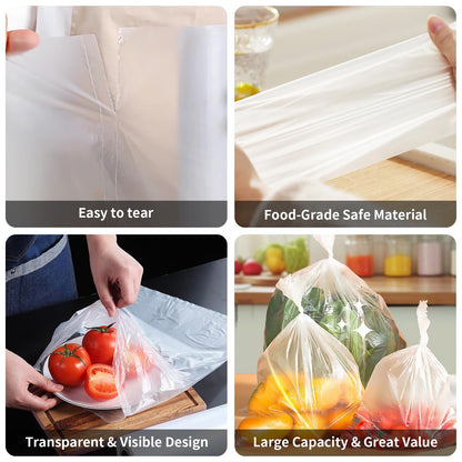 12" x 16" Clear Plastic Produce Bag on a Roll, Food Storage Bag for Vegetables, Bread, Fruits and Meat, Easy To Tear, Continuous - 350 Bags/Roll - [2 Rolls]