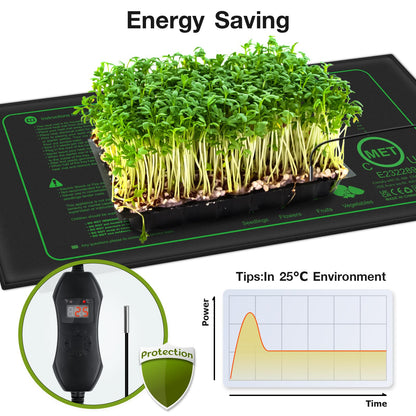 50W Seedling Heat Mat with Digital Thermostat, Fast Heating, Adjustable Temperature, Waterproof & Durable, Warm Hydroponic Heating Pad for Germination, Indoor Gardening, Greenhouse, 1-Pack