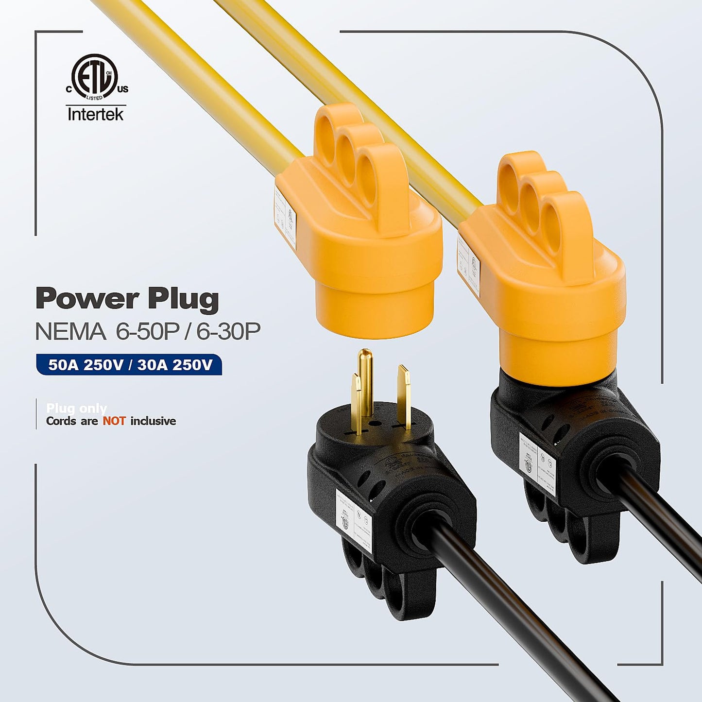 2-in-1 Nema 6-50P/6-30P Welder Plug, 30A/50A 250V Welder 3-Prong Male Plug, ETL Listed 30A Welder Plug