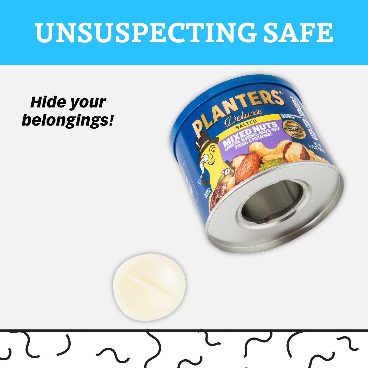 BigMouth Inc Planters Mr. Peanuts Fake Can Diversion Safe - Hidden Safe for Money Stash - Secret Compartment and Hidden Storage Fun Gag Gift Book Safe Alternative - Medium Size