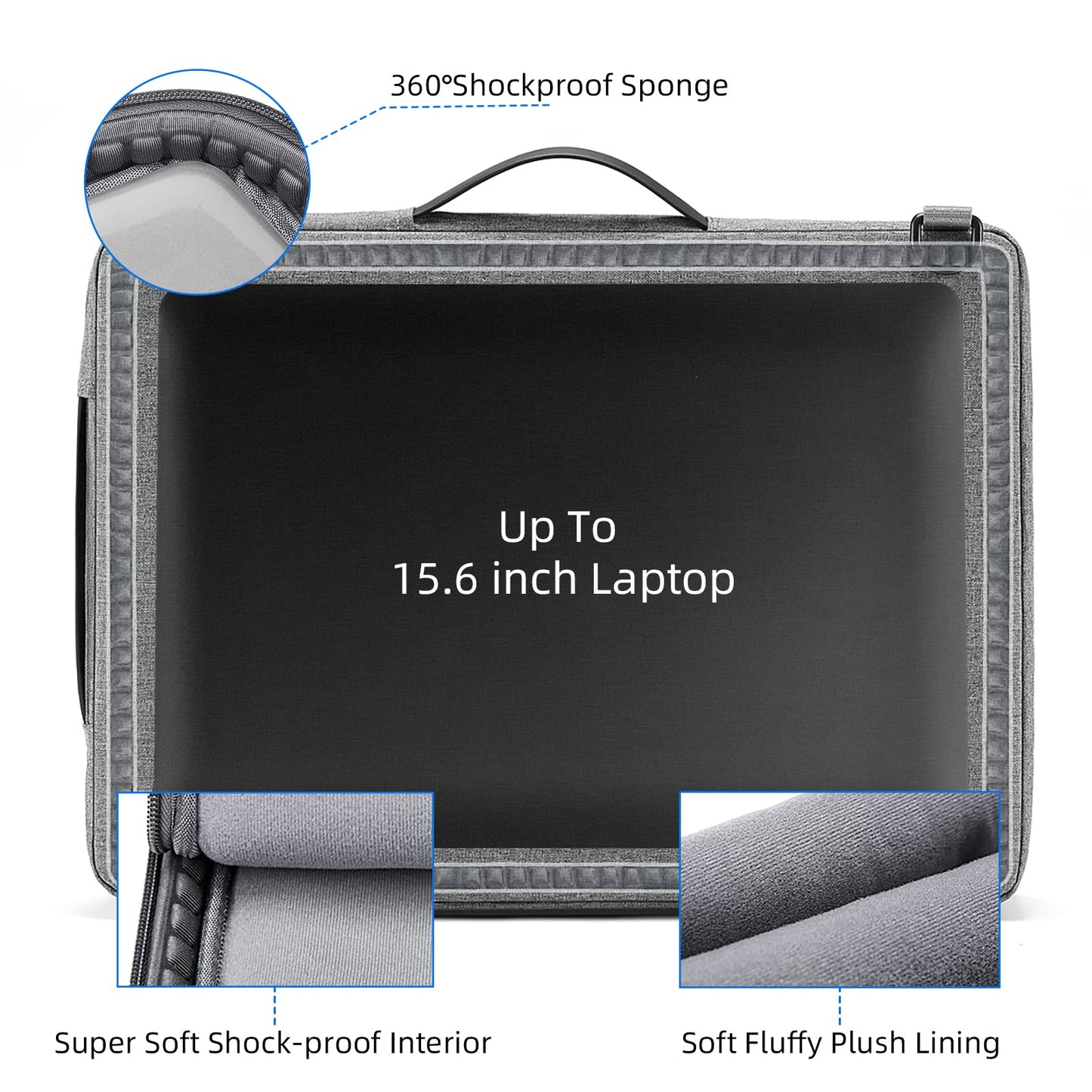TUDEQU Slim Laptop Bag 15.6 Inch,Laptop Sleeve with Strap,Laptop Case,Laptop Shoulder Bag,Computer Bag,Tablet Bag Men Women
