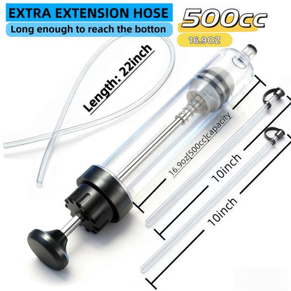 WELCAPAC 500cc/500ML Fluid Extractor & Oil Extractor Pump for Fluid Extraction and Filling - Multi-Use in Automotive, Marine, Engines, Lawn Mowers with 23 Transparent Hose & 2x9 Extension Tubes