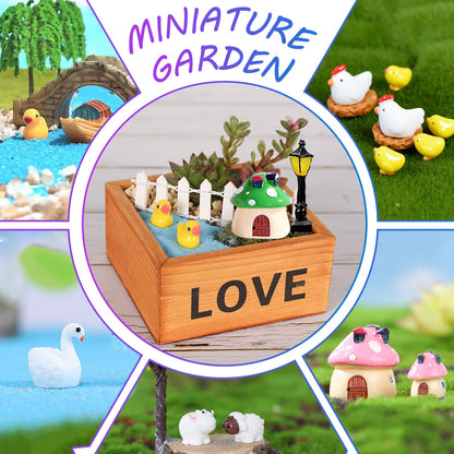 CHAKANLX 123 Pcs Fairy Garden Accessories, Fairy Garden Accessories Outdoor, Miniature Figurines, Garden Decorations, Fairy Garden Kit Miniatures for Terrarium Supplies DIY Craft Garden Decor