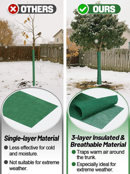Tree Protector Wrap for Winter Freeze Protection, 56 Ft x 2 Rolls Heavy-Duty Tree Wrap with Tape, Breathable Trunk Bark, Protects Damaged Bark and Guards Against Animals for Shrubs and Young Trees
