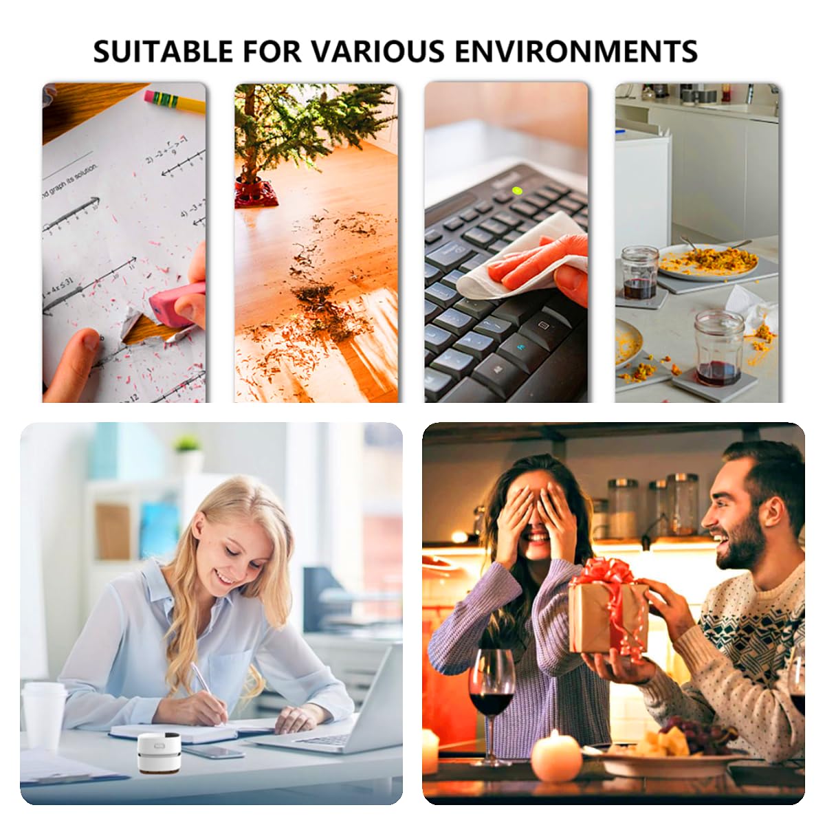 TRZLIFE Desk Vacuum Cleaner, Rechargeable and Durable Mini Table Vacuum Cleaner Must-Have Office Desk Accessory Sucks up Tiny Items and Crumbs from Desktop Drawer Countertop Ideal as a