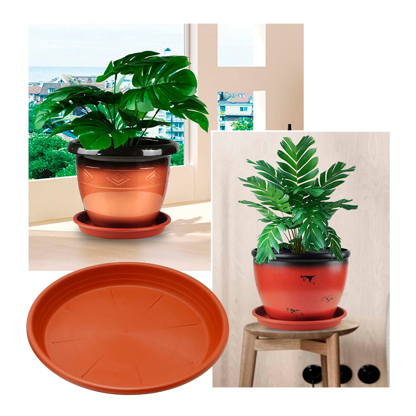 UOIENRT 12 Pcs Plant Saucer, 6/8.7/9.9 Inch Round Plastic Plant Trays, Garden Plant Saucer, Flower Pot Drip Trays for Outdoor and Indoor Plants