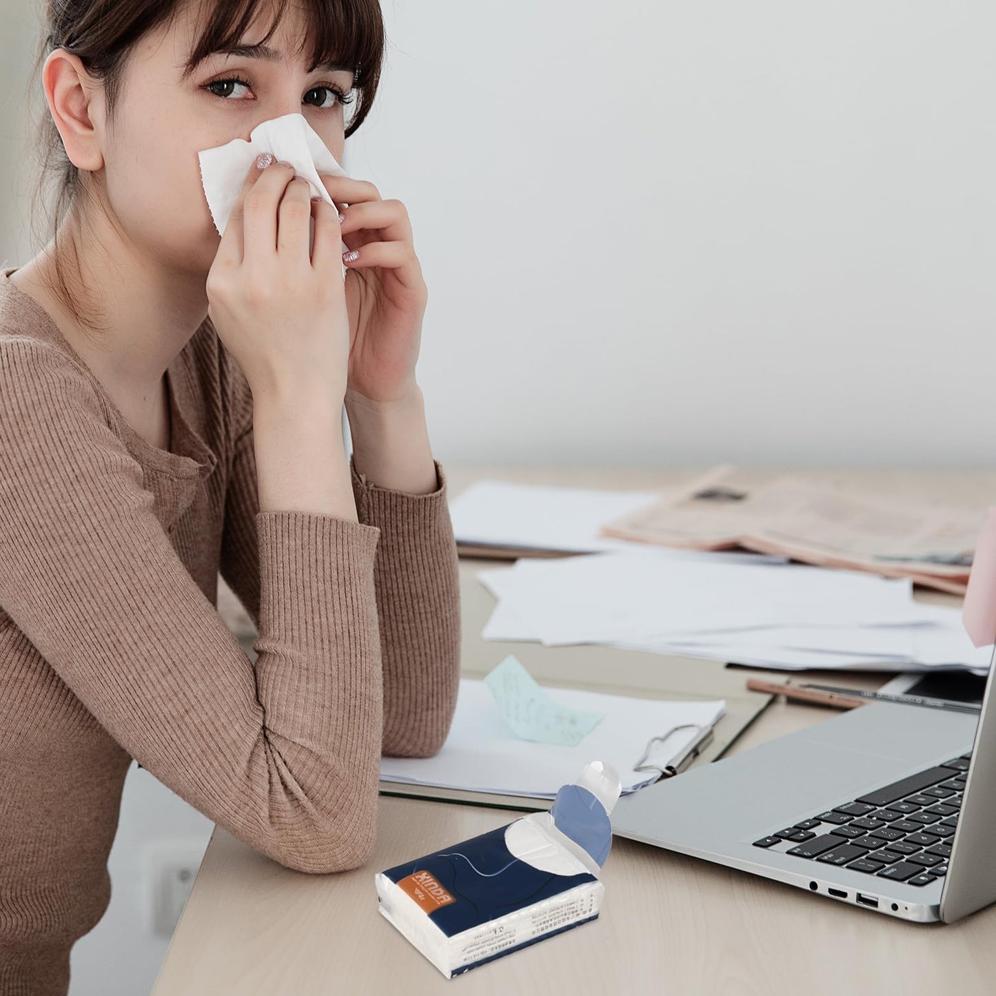 Sadstory 100 Pack Pocket Tissues Bulk, Small Facial Tissues, 4 Ply Mini Travel Size Paper, Soft and Unscented