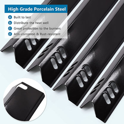 Criditpid 15 inch Porcelain Grill Heat Shields Replacment for Dyna-Glo DGF510SBP, DGF493BNP, Set of 4 Barbeque Grill Heats for Backyard Grill Replacement Parts BY15-101-001-02 BY13-101-001-13 GBC1460W
