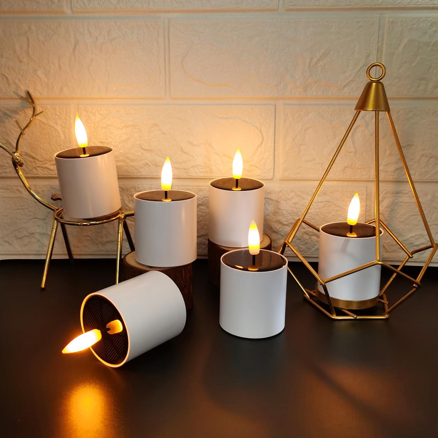 6pcs Solar Tea Lights Outdoor Waterproof,6pcs Rechargeable Dusk to Dawn Little Solar Votive Candles for Lantern Garden Camping and Home Decor